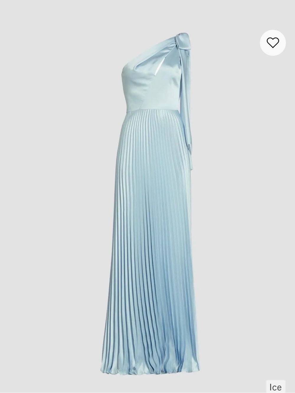 Amsale Satin One Shoulder Pleated Gown Ice Blue